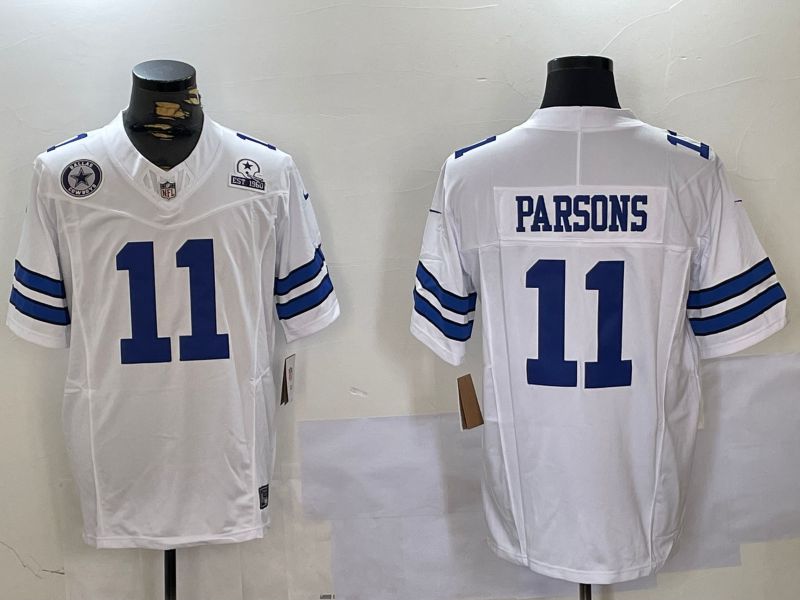 Men Dallas Cowboys 11 Parsons White 2024 Nike Three generations Vapor Limited NFL Jersey style 8